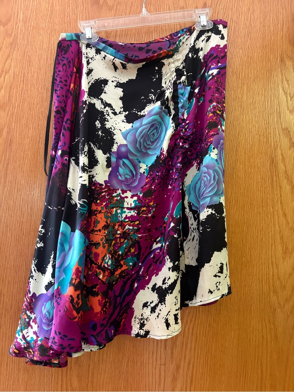 Floral High-Low Skirt in Purple & Turquoise